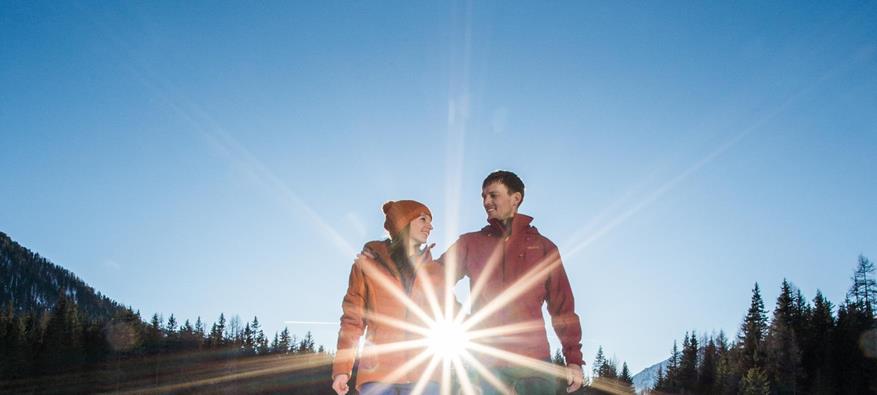 A couple on a winter hike