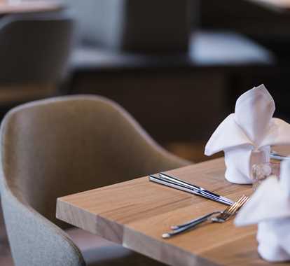 A table in one of the dining rooms